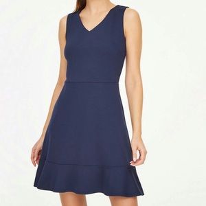 Loft Petite V neck dress in navy - NWT